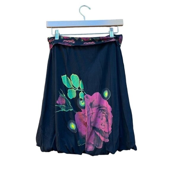 Desigual Y2K Floral Bubble Skirt Black, Pink, Green MEDIUM - Picture 2 of 3